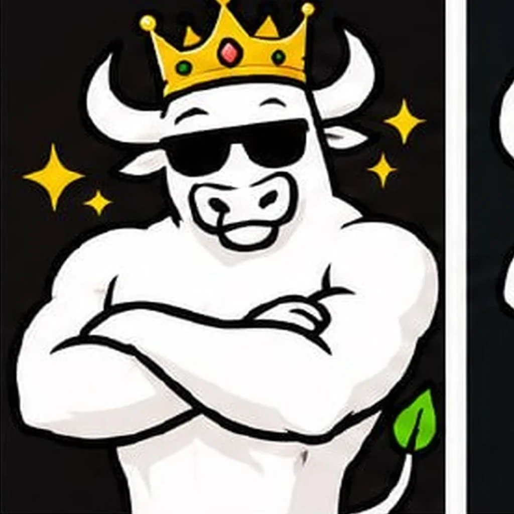 The crowned bull, arms folded, wearing black shades